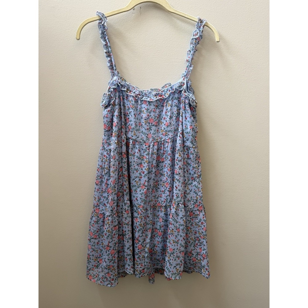 Altar'd State Blue Pink Floral Ruffle Layered Dress Size 8 - Picture 1 of 9